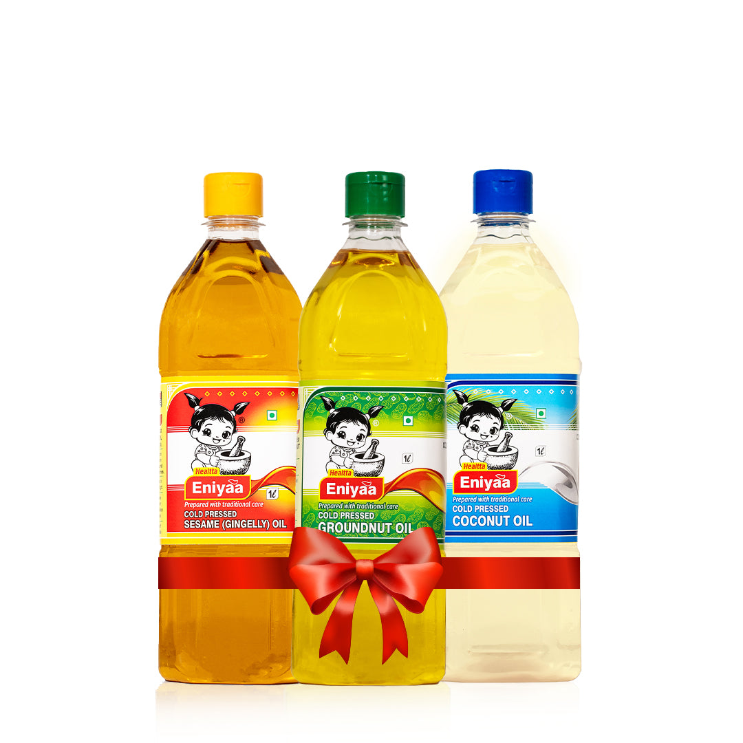 Sesame Oil 1 litre, Groundnut Oil 1 litre, Coconut Oil 1 litre
