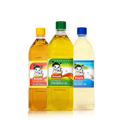 Sesame Oil 1 litre, Groundnut Oil 1 litre, Coconut Oil 1 litre