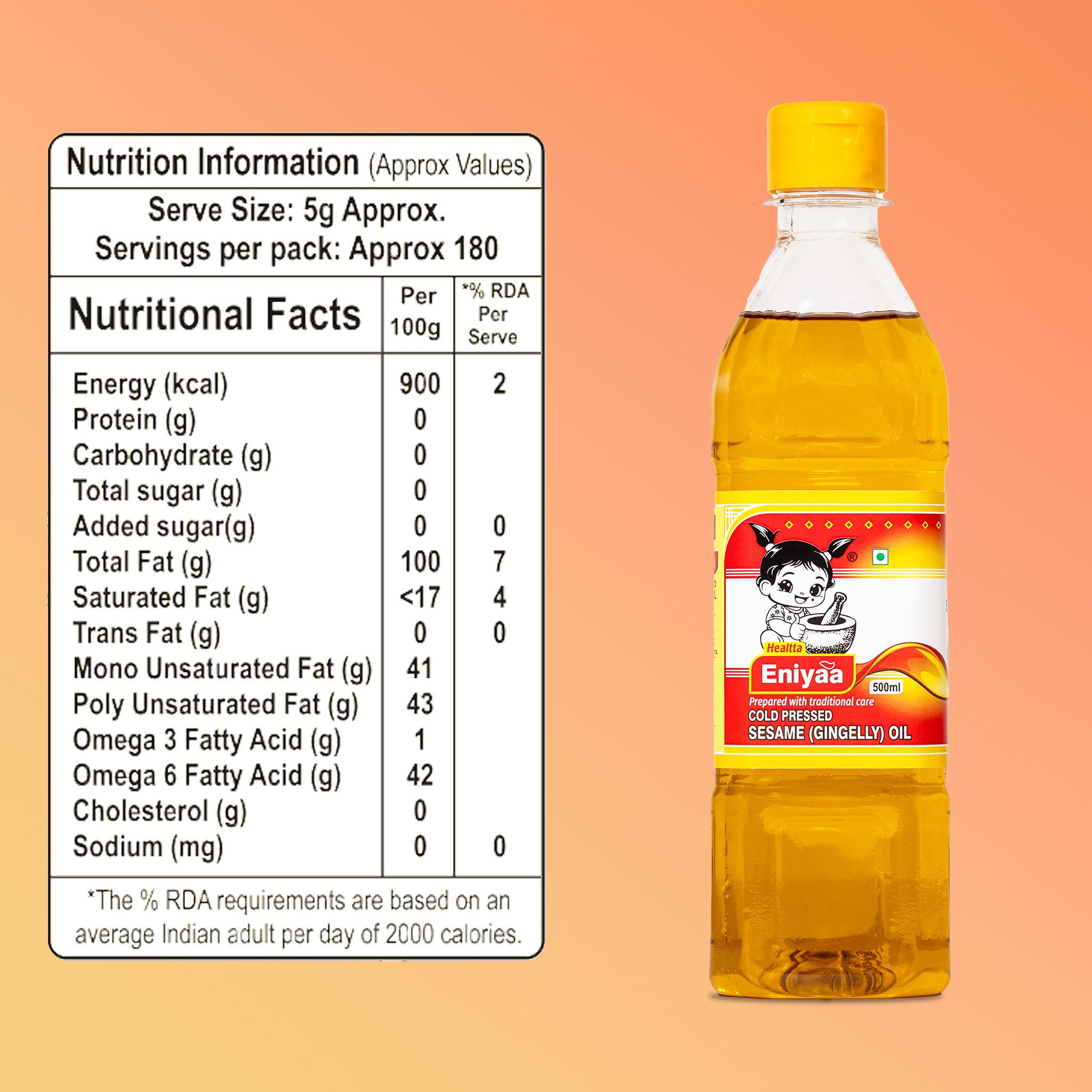 Cold Pressed Sesame Oil 500ml | Edible, Pure & Traditional Chekku Oil