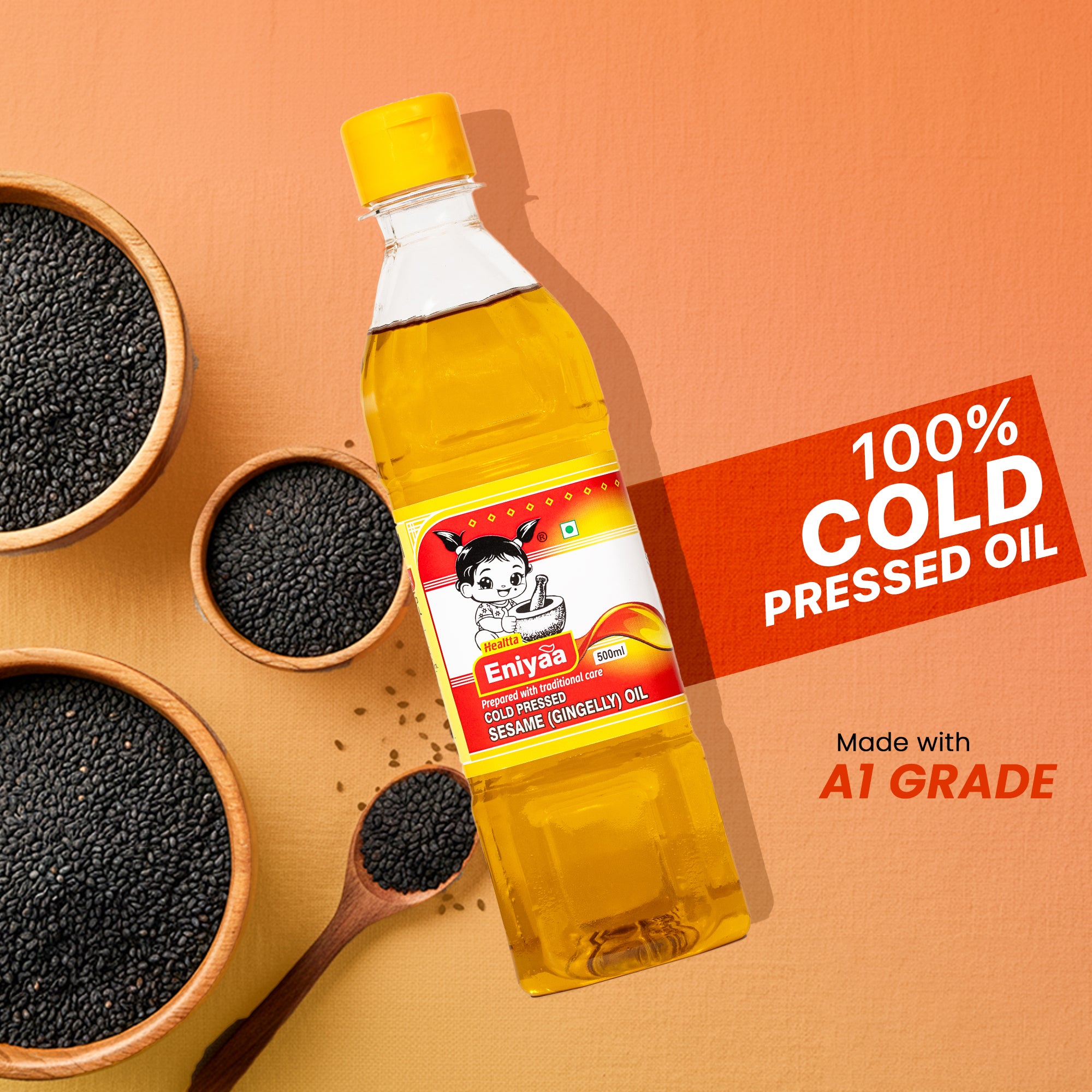 Cold Pressed Sesame Oil 500ml | Edible, Pure & Traditional Chekku Oil